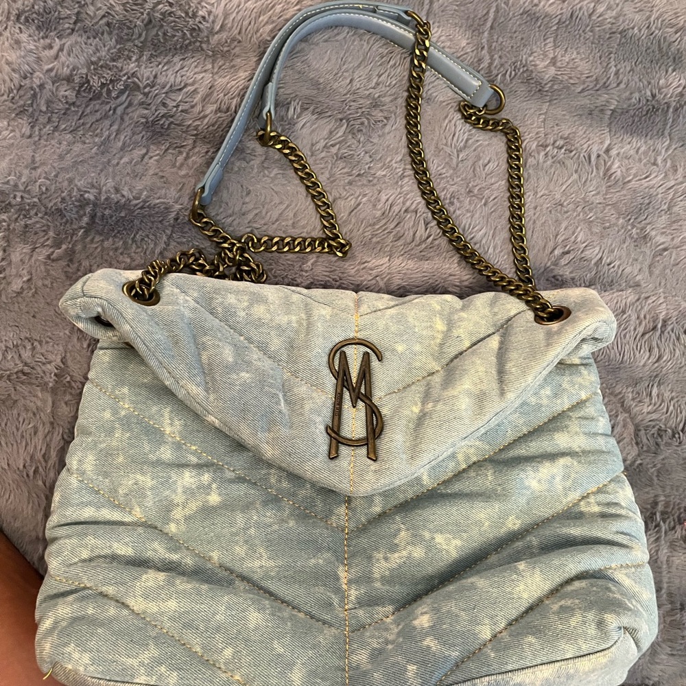 Steve Madden Blue and Gold Quilted Shoulder Bag